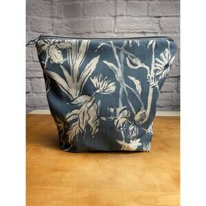 Blue floral bag, handmade one of a kind, cotton and velour multitude of uses